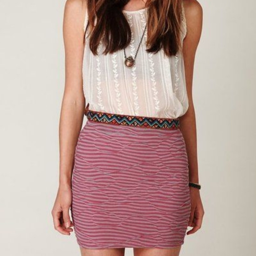 Free People Grey & Pink bodycon skirt
